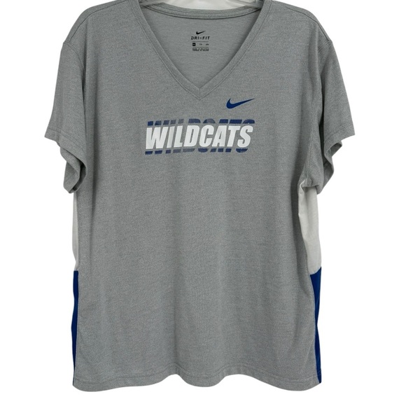 Wildcats Nike Top Womens Size 2X Gray Blue V-Neck Short Sleeve T Shirt Dri fit - Picture 1 of 7
